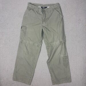 Vintage Harley-Davidson Convertible Cargo Pants Mens 34x32 Green Canvas Baggy